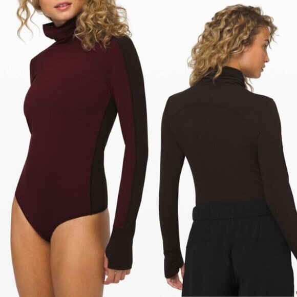 Lululemon Rest Refined Bodysuit In Garnet / Sequoia Size Large - Picture 1 of 9